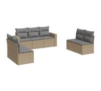 ULUYYUC Set di divani da giardino in polyrattan, 7 pezzi, larghezza 55/65,5 cm, mobili modulari con vano portaoggetti e cuscini lavabili, mobili da giardino per esterni