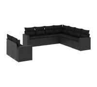 ULUYYUC Set di divani da giardino in polyrattan nero, 9 pezzi, moduli angolari centrali e braccioli, 62 x 62 x 69 cm, resistente ai raggi UV, design moderno, robusto, per terrazza, balcone, cortile