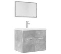 ULUYYUC Set di mobili da bagno, 2 pezzi, grigio cemento, 60 x 38,5 x 46 cm, in legno con specchio da parete, 60 x 37 cm, design moderno, ampio spazio di archiviazione, per piccoli ospiti, WC e camper