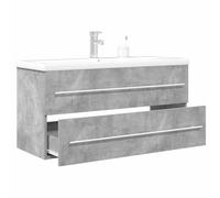 ULUYYUC Set di mobili da bagno, 2 pezzi, grigio cemento, con lavandino in ceramica, 100 x 38,5 x 48 cm, montaggio a parete, design moderno, ampio spazio per piccoli bagni, WC ospiti e corridoio