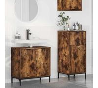 ULUYYUC Set di mobili da bagno, 2 pezzi, in legno di quercia affumicata, 39,5 x 36 x 88 cm, con cassetti e scaffali, design moderno, robusto, per bagno degli ospiti, corridoio