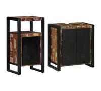 ULUYYUC Set di mobili da bagno 55 x 35 x 60 cm, 2 cucchiaini in legno upgecyceltes 3 cassetti e scaffali, design moderno, robusto e durevole, per piccolo bagno, corridoio e cucina