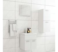 ULUYYUC Set di mobili da bagno da 3 pezzi, colore bianco, mobiletto sottolavabo, 41 x 38,5 x 46 cm, 30 x 30 x 80 cm, in legno moderno, salvaspazio