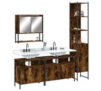 ULUYYUC Set di mobili da bagno da 4 pezzi, 60 x 16 x 60 cm, armadietto a specchio, mobiletto alto in legno e acciaio