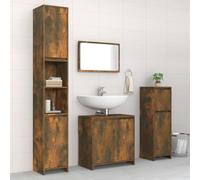 ULUYYUC Set di mobili da bagno da 4 pezzi, 60 x 45 cm, con specchio, armadietto centrale in legno dal design moderno, ampio spazio per il bagno degli ospiti