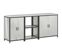 ULUYYUC Set di mobili da cucina, 3 pezzi, 210 x 50 x 92 cm, in acciaio zincato, moderna isola da cucina con 6 ripiani e 4 ante, robusto e molto spazio per la piccola cucina, cucina singola