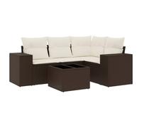 ULUYYUC Set di mobili da giardino da 5 pezzi, in polyrattan, marrone, divano angolare a 3 posti, con tavolo in vetro, portata 110 kg, design moderno, per balcone, terrazza e giardino d'inverno