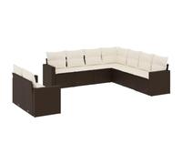 ULUYYUC Set di mobili da giardino in polyrattan, 9 pezzi, marrone, con panca angolare e moduli centrali, con vano portaoggetti, resistente alle intemperie, 62 x 62 x 69 cm, per terrazza, giardino