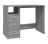 ULUYYUC Sonoma - Scrivania con cassetti, colore grigio, 102 x 50 x 76 cm, in legno per ufficio, design moderno, piccolo tavolo per computer, salvaspazio, per soggiorno, studio, camera dei ragazzi