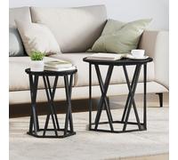 ULUYYUC Tavolino da Caffè Esagonale Nero Legno Ingegnerizzato e Metallo per Salotto, Design Geometrico Leggero Durevole Dimensioni 45x45x50 cm
