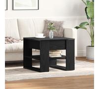 ULUYYUC Tavolino da Caffè per Salotto Moderno in Legno Ingegnerizzato Nero Quadrato con Finitura Opaca e Spazio di Archiviazione 55x55x45 cm per Soggiorno Accanto al Divano