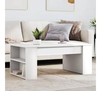 ULUYYUC Tavolino da Salotto Bianco in Legno Multistrato con Piano Robusto e Spazio Portaoggetti, 102x55x42 cm, Tavolino Basso Moderno per Soggiorno e Accanto al Divano