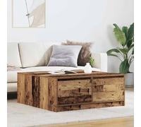 ULUYYUC Tavolino da Salotto con Cassetti in Legno Antico 100x100x40 cm Stabile Durevole Ampio Spazio Organizzatore per Soggiorno Ufficio