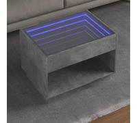 ULUYYUC Tavolino da Salotto con LED Infinity Grigio Cemento 70x50x50 cm Legno Multistrato Durevole Luci RGB Regolabili per Soggiorno e Camera