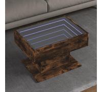 ULUYYUC Tavolino da Salotto con Luci LED Infinity Rovere Fumo Legno Multistrato 70x50x45 cm per Soggiorno e Camera da Letto