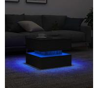 ULUYYUC Tavolino da Salotto con Luci LED Rovere Nero Legno Tecnologico 50x50x40 cm Tavolino Moderno Multifunzione per Soggiorno