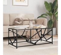 ULUYYUC Tavolino da Salotto con Piano in Vetro Trasparente Acciaio Moderno Mobile Basso 98,5x50x41 cm per Soggiorno Balcone Ingresso 2 Pezzi