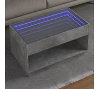 ULUYYUC Tavolino da Salotto con Specchio LED Infinity Grigio Cemento 90x50x50 cm, Mobile Basso Moderno con Luci RGB Regolabili per Soggiorno e Camera da Letto