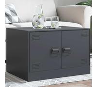 ULUYYUC Tavolino da Salotto in Acciaio Laminato a Freddo Antracite con 2 Maniglie e 2 Ante, Mobile Basso per Soggiorno Moderno, Design Robusto 67x50x44 cm per Divano Laterale e Ingresso