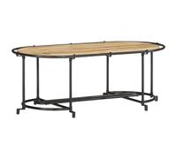 ULUYYUC Tavolino da Salotto in Legno Massello di Mango Grezzo con Struttura Ferro, 110x55x40 cm, Tavolo Basso con Design Industriale per Soggiorno e Accanto al Divano