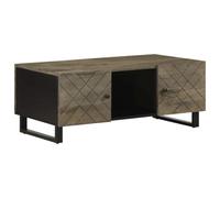 ULUYYUC Tavolino da Salotto in Legno Massello di Mango Nero con Piano Robusto e Spazio Portaoggetti, 100x54x40cm, per Soggiorno e Intrattenimento