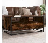 ULUYYUC Tavolino da Salotto in Legno Multistrato e Metallo Rovere Fumo 100x50x45cm Struttura Stabile con Spazio Portaoggetti per Soggiorno Balcone Divano