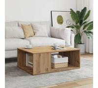 ULUYYUC Tavolino da Salotto in Truciolato Rovere Artigianale 90x67x33 cm con Spazio Portaoggetti per Soggiorno e Divano Laterale