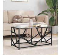 ULUYYUC Tavolino da Salotto Moderno con Piano in Vetro Nero 78,5x40x41 cm Acciaio per Soggiorno e Divano Design Elegante