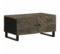ULUYYUC Tavolino da Salotto Nero in Legno Massello di Mango con Spazio Portaoggetti, Dimensioni 80x50x40 cm, Design Robusto per Soggiorno e Accanto al Divano