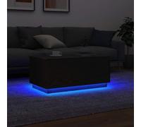 ULUYYUC Tavolino da Soggiorno con Luci LED Integrate Rovere Nero 90x50x40 cm Moderno Mobile Basso Multifunzionale per Salotto Divano