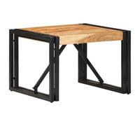 ULUYYUC Tavolino Quadrato in Legno Massello di Acacia 50x50x35 cm, Tavolino Basso per Salotto Balcone Giardino Esterno, Design Industriale Stabile con Ferro