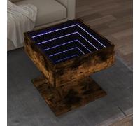 ULUYYUC Tavolino Salotto con LED Infinity Specchio Rovere Fumo 50x50x45 cm Legno Multistrato per Soggiorno Camera e Divano Laterale