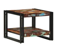 ULUYYUC Tavolino Salotto in Legno Massello Recupero con Struttura Ferro 50x50x38cm Multicolore per Divano Soggiorno Balcone