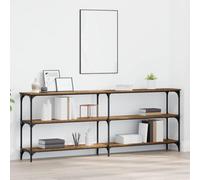 ULUYYUC Tavolo consolle in legno anticato 200 x 29 x 75 cm, design industriale in compensato e metallo, 3 mensole, sottile, robusto e durevole, per corridoio, soggiorno, camera da letto