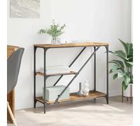 ULUYYUC Tavolo consolle in legno antico 88,5 x 30 x 75 cm con 3 ripiani, robusto materiale in legno e telaio in metallo, moderna credenza per corridoio, soggiorno o camera da letto