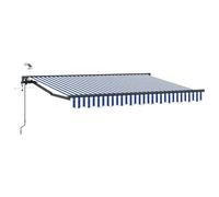 ULUYYUC Tenda da sole elettrica, 2,5 x 2 m, con braccio articolato, per terrazza e balcone, con telecomando e manovella, montaggio a parete, telaio stabile, tessuto robusto, blu, bianco, antracite