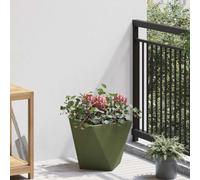 ULUYYUC Vaso per piante verde oliva, 30 x 30 x 30 cm, in acciaio, design moderno, robusto e durevole, per giardino, terrazza e balcone, aiuola rialzata per arbusti ed erbe aromatiche