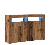 ULUYYUC Vetrina Cucina Madia Soggiorno Moderna Entrata Mobile Ingresso Moderno Buffet Cucina - Credenza con Luci LED Legno Antico 115,5x30x75 cm in Truciolato per Soggiorno Bagno Cucina Corridoio