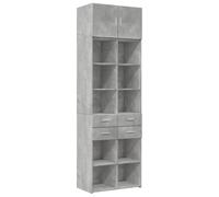 ULUYYUC Vetrina Cucina Mobile Cucina Salvaspazio Mobiletti Cucina Mobiletto da Cucina - Armadietto Grigio Cemento 70x42,5x225 cm in Legno Multistrato per Salotto Corridoio Bagno Lavanderia