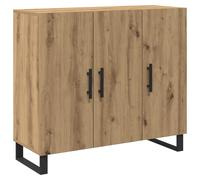 ULUYYUC Vetrina Cucina Mobile Cucina Salvaspazio Mobiletti Cucina Mobiletto da Cucina - Credenza con 3 Ante Rovere Artigianale 90x34x80 cm Legno Ingegnerizzato per Cucina Soggiorno Ufficio