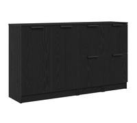 ULUYYUC Vetrina Cucina Mobile Cucina Salvaspazio Mobiletti Cucina Mobiletto da Cucina - Credenze 3 pcs Nero Rovere Legno Ingegnerizzato per Soggiorno Salotto Camera Da Letto Cucina