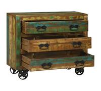 ULUYYUC Vetrina Cucina Mobile Cucina Salvaspazio Mobiletti Cucina Mobiletto da Cucina - Mobile Portalettere con 3 Cassetti 80x30x65 cm Legno Massello Recuperato per Ufficio Corridoio Soggiorno Bagno