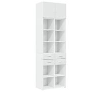 ULUYYUC Vetrina Cucina Mobile Cucina Salvaspazio Mobiletti Cucina Mobiletto da Cucina - Mobile Portaoggetti Bianco 70x42,5x225 cm in Truciolato per Salotto Corridoio Bagno Lavanderia