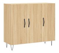 ULUYYUC Vetrina Cucina Mobile Cucina Salvaspazio Mobiletto Bagno Buffet Cucina - Credenza Rovere Sonoma 90x34x80 cm in Legno Multistrato per Ingresso Ufficio Cucina Salotto