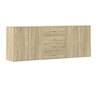 ULUYYUC Vetrina Cucina Mobile Cucina Salvaspazio Mobiletto Bagno Buffet Cucina - Credenze 3 pz Rovere Sonoma in Legno Multistrato per Cucina Ingresso Corridoio Ufficio