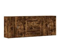 ULUYYUC Vetrina Cucina Mobile Cucina Salvaspazio Mobiletto Bagno Buffet Cucina - Credenze 3 pz Rovere Fumo in Legno Multistrato per Cucina Ingresso Corridoio Ufficio