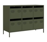 ULUYYUC Vetrinetta Soggiorno Mobile Cucina Salvaspazio Mobiletto da Esterno Mobile Basso Soggiorno - Credenza Verde Oliva 101,5x39x73,5 cm Acciaio Laminato a Freddo per Bagno Cucina Camera Da Letto
