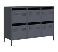 ULUYYUC Vetrinetta Soggiorno Mobile Cucina Salvaspazio Mobiletto da Esterno Mobile Basso Soggiorno - Credenza Antracite 101,5x39x73,5cm in Acciaio Laminato a Freddo per Bagno Cucina Camera Da Letto