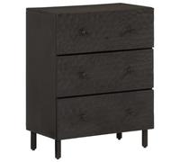 ULUYYUC Vetrinetta Soggiorno Mobiletto Cucina Salvaspazio Mobile Cucina Salvaspazio Madia Moderna - Credenza Nera 60x33x75 cm in Legno Massello di Mango per Cucina Corridoio Ingresso Ufficio
