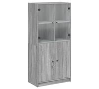 ULUYYUC Vetrinetta Soggiorno Mobiletto Cucina Salvaspazio Mobiletto Bagno Mobile Basso Soggiorno - Credenza con Ante Grigio Sonoma 68x37x142 cm Legno Multistrato per Lavanderia Camera Da Letto